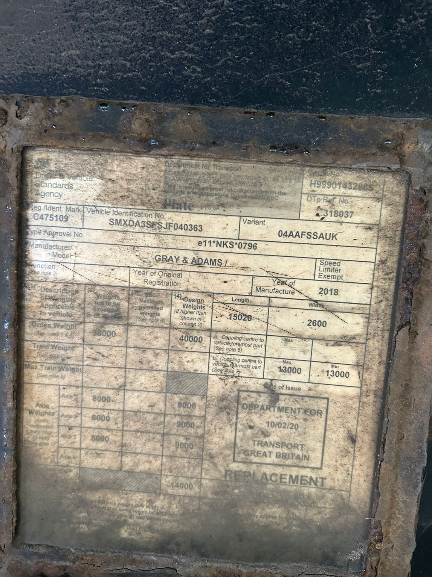 2018 Gray & Adams Fridge Trailer Carrier Vector 1550