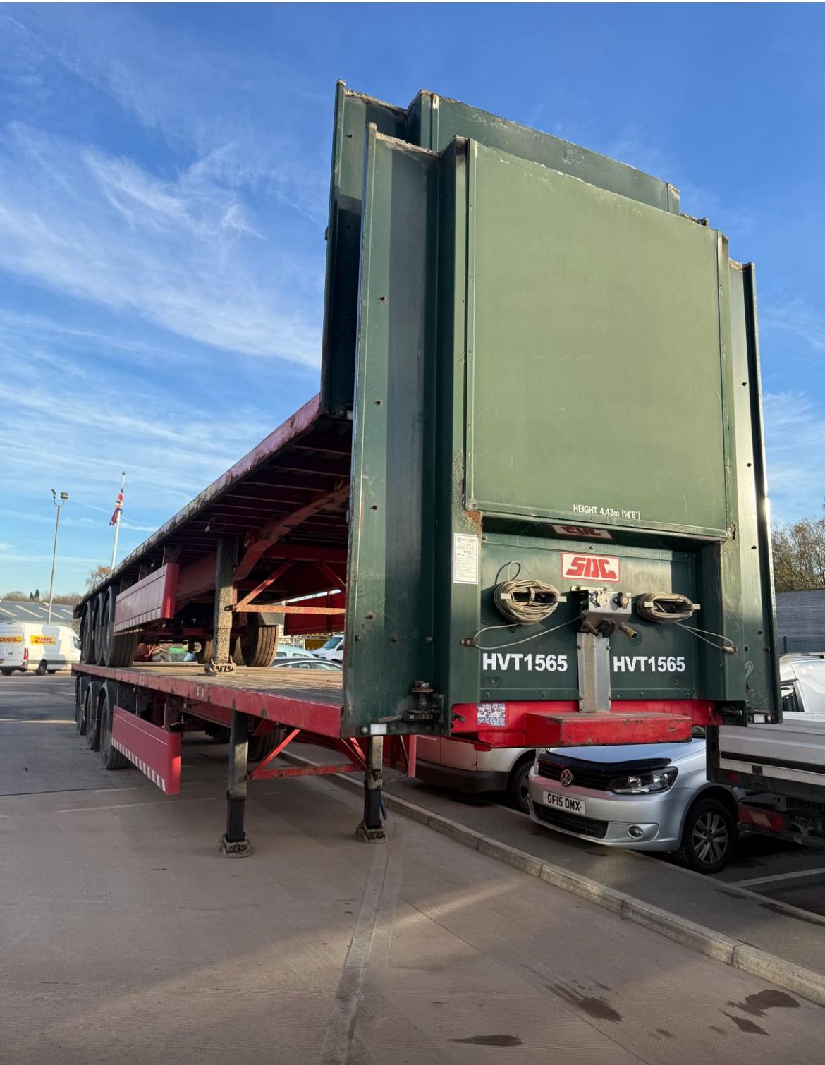 Sdc Flat Bed trailer 51ft Long ( ex curtainsider ) Rear steerable-fixed Axle 2012